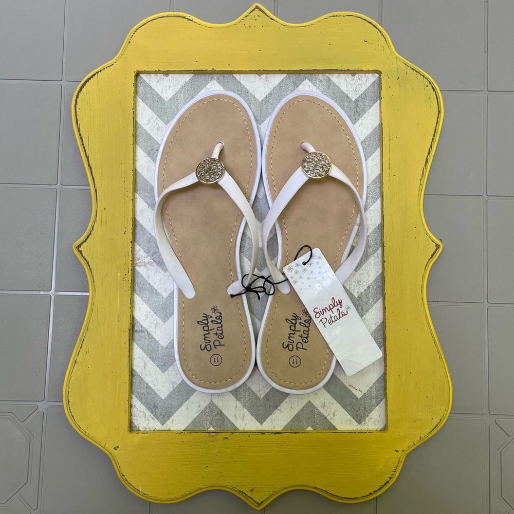 Simply Petals White Medallion Flip Flops